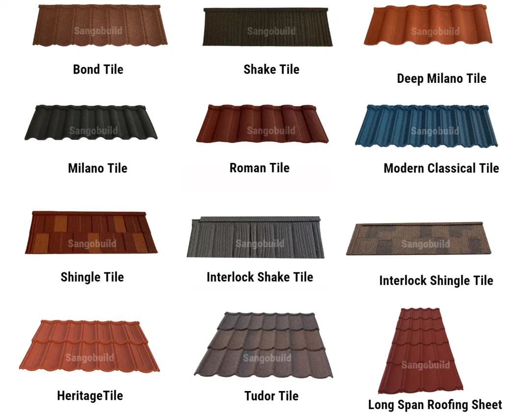 Sangobuild Tudor Design Corrugated Steel Stone Coated Metal Roofing Material
