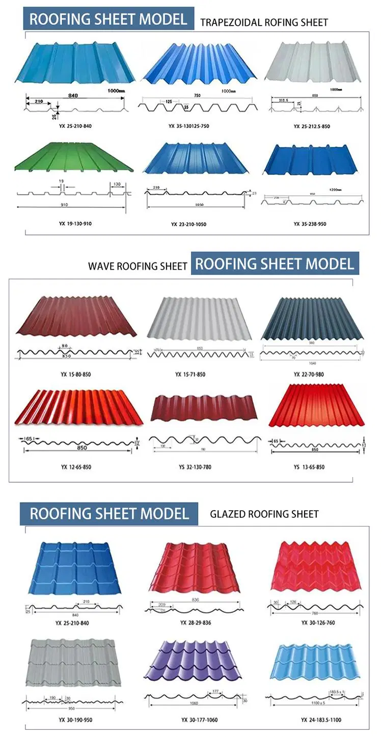 Premium Quality Zinc Coated Corrugate Steeltiles Color Coated PPGI PPGL Steel Roofing Sheet