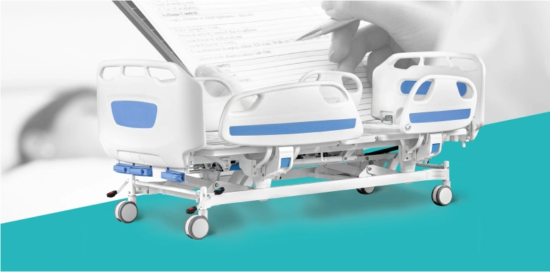 D3d Portable Casters 3 Function Adjustable Folding Medical Furniture Metal Clinic Patient Nursing Manual Hospital Bed