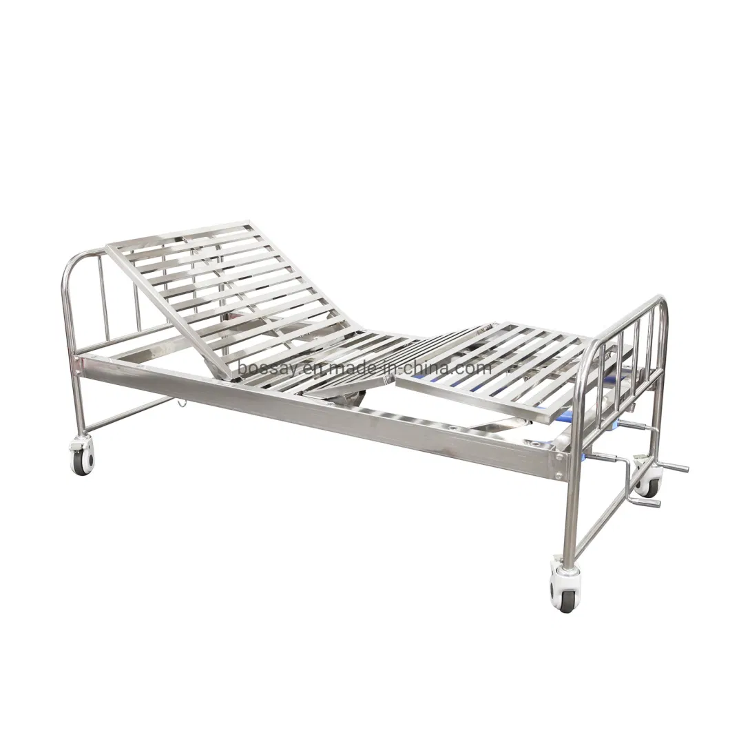 Factory Stainless Steel Medical Equipment Electric 1 Function One Position Foldable ICU Hospital Bed with Casters Manufacturers