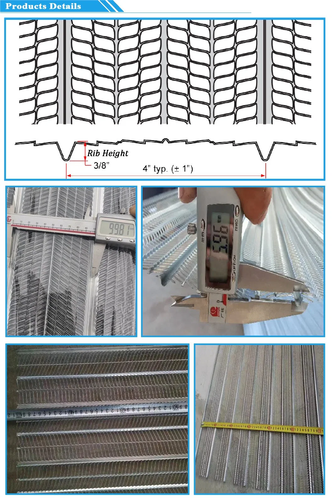 Specialized Production Construction Materials Galvanized Hy Rib Formwork Rib Lath Architectural Metal Mesh Metal Sheet