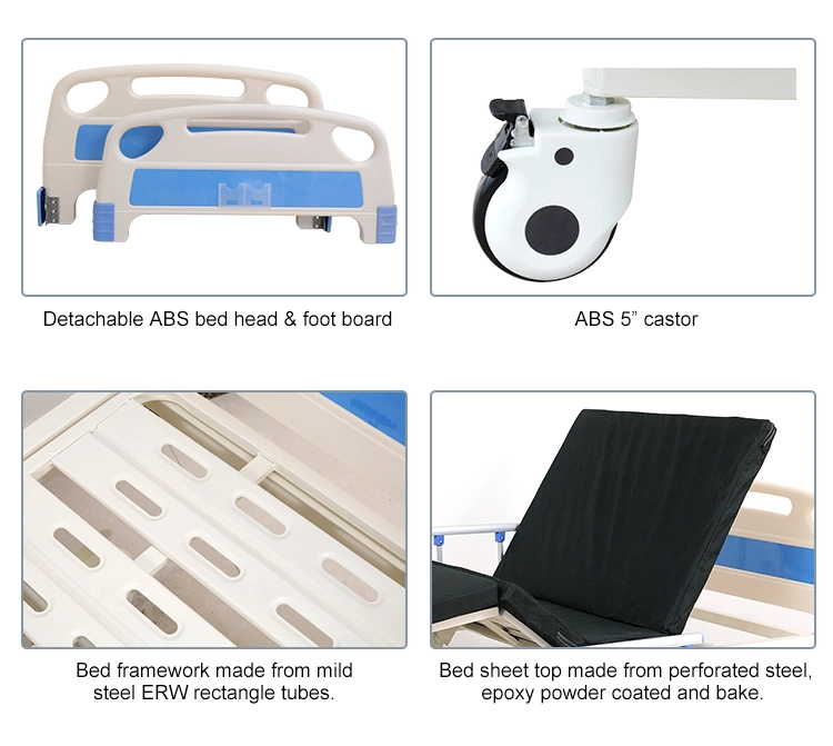 Cheap Price Three Function 3- Adjustable Medical Folding Manufacturer ICU Hospital Bed