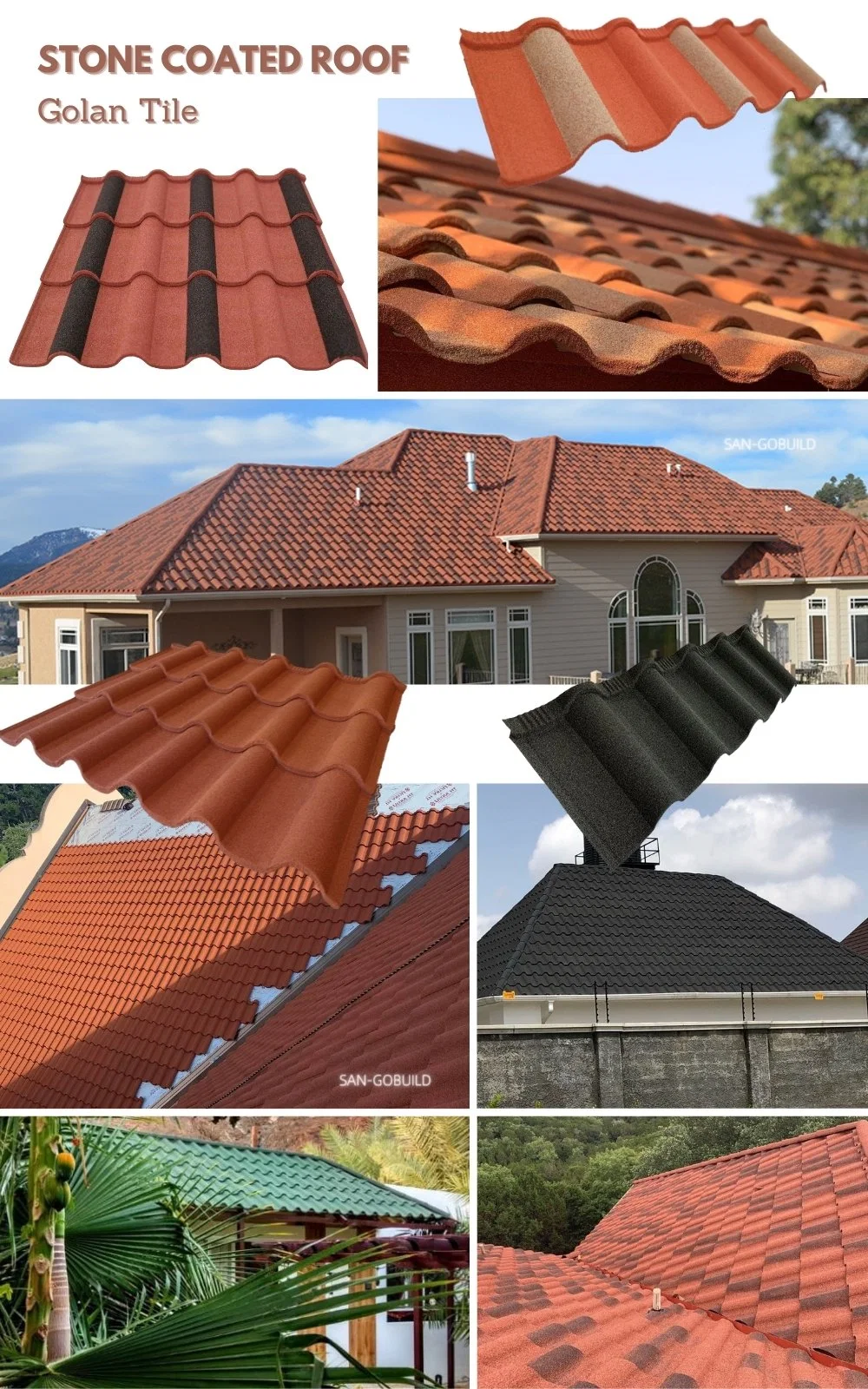 Factory 0.35-0.45mm Durable Golan Corrugated Roofing Stone Coated Metal Roofing Sheet