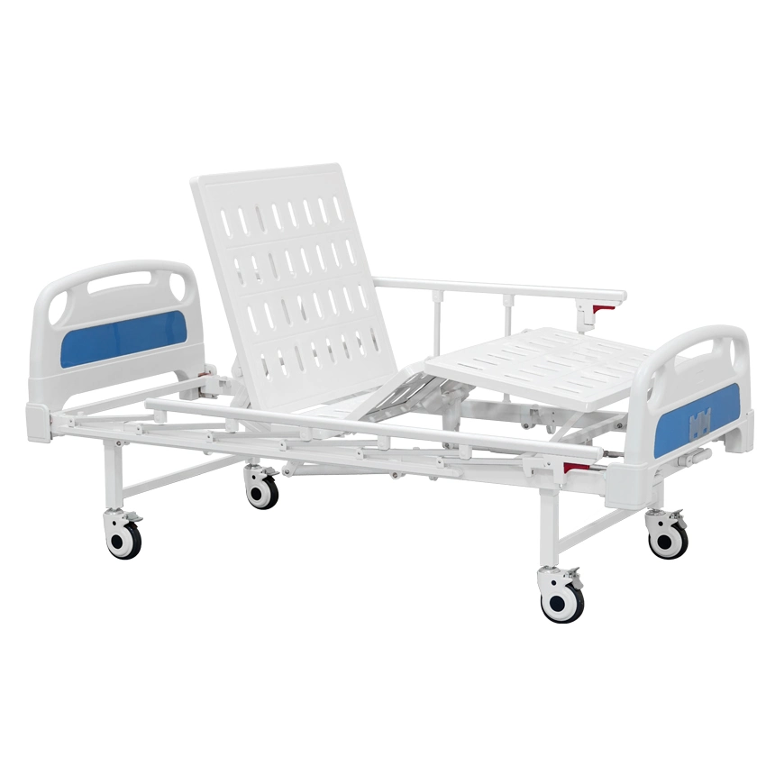 Manual 2 Cranks Adult Hospital Cot Rotating Bed