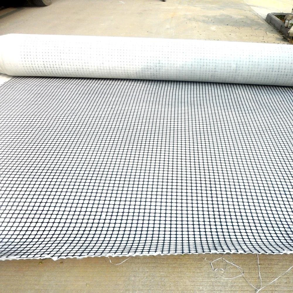 High Quality Fiberglass Geogrid Composite Geotextile Reinforcement Drainage Fabric Price 150kn 200kn