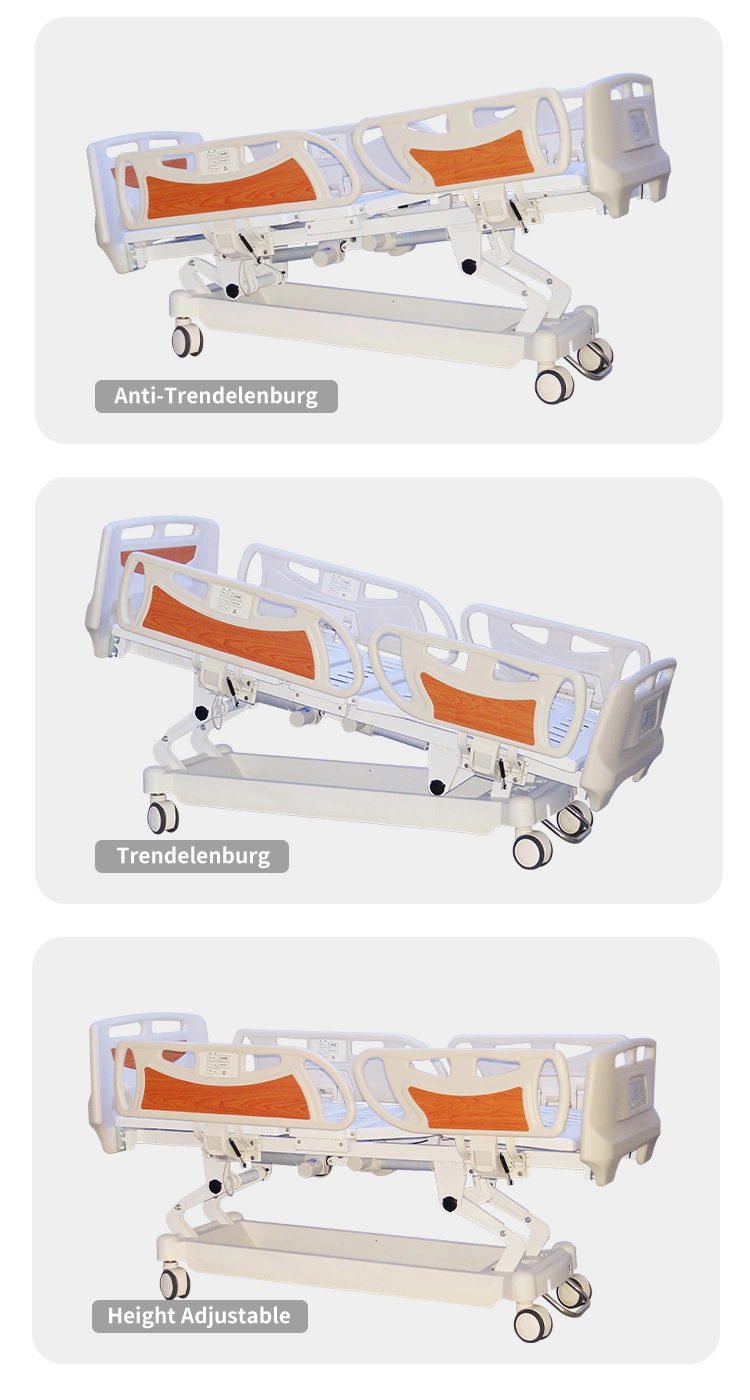 Manufactured Nursing Hospital Bed Electric ABS Board Five Functions ICU Patient Bed