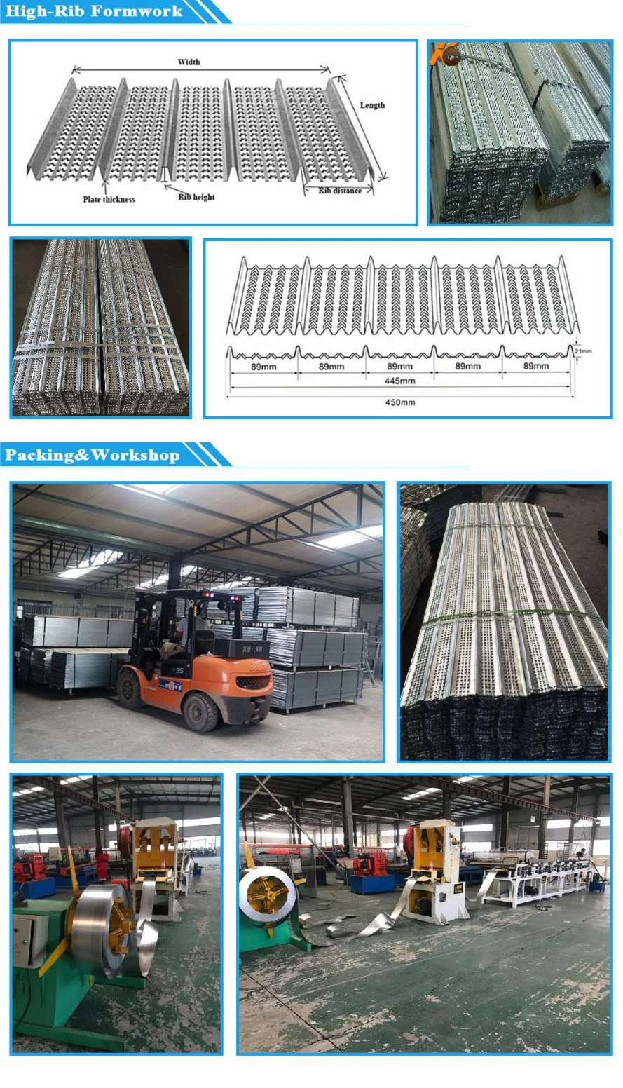 Specialized Production Construction Materials Galvanized Hy Rib Formwork Rib Lath Architectural Metal Mesh Metal Sheet