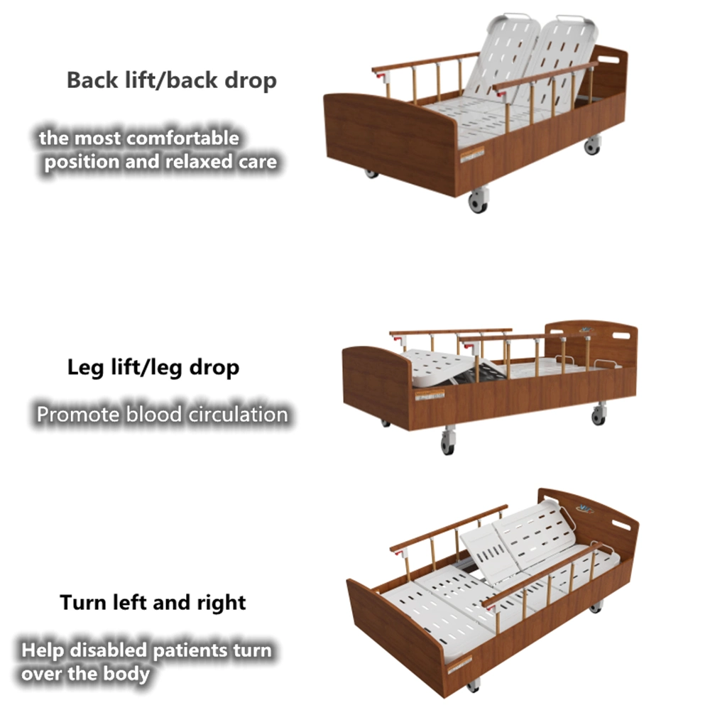 Electric Multi-Functional Homecare Nursing Bed with 4 Wheels for Bedridden Patient and The Elderly Home or hospital Use