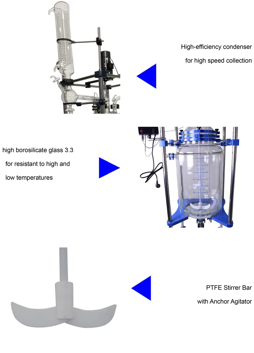 10/20/30/50 L Jacketed Glass Reactor Chemical Lab Equipment Glass Reactor