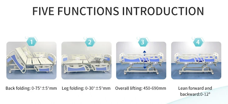 Professional Patient Medical ICU Bed 5 Function Adjustable Electric Hospital Bed Manufacturers