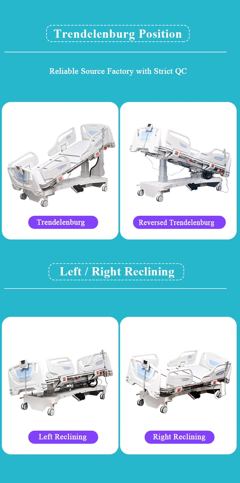CE ISO Electric 7 Functions ICU Hospital Bed