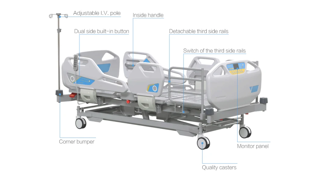 Patient Intensive Care Medical Clinic Hospital ICU Electric Bed with Weighing Scale