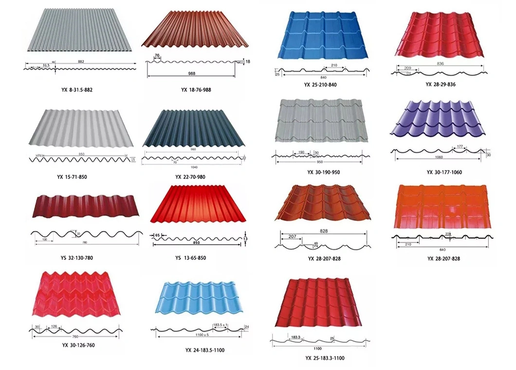 China Factory Sales 0.5mm 0.6mm Thickness Roof Roofing Zinc Prepainted Color Coated Galvalume Galvanized Corrugated Steel Sheet