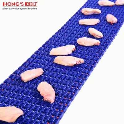  Hongsbelt Flush Grid Modular Plastic Conveyor Belt for Seafood Processing