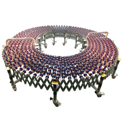  Guangzhou Factory Portable Expandable Telescopic Flexible Roller Conveyor Used for Transfer Boxes