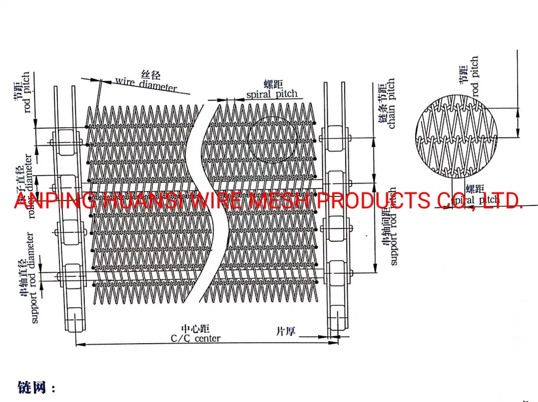 Stainless Steel Wire Belt/Galvanized Metal Mesh Conveyor Belting Pitch 100