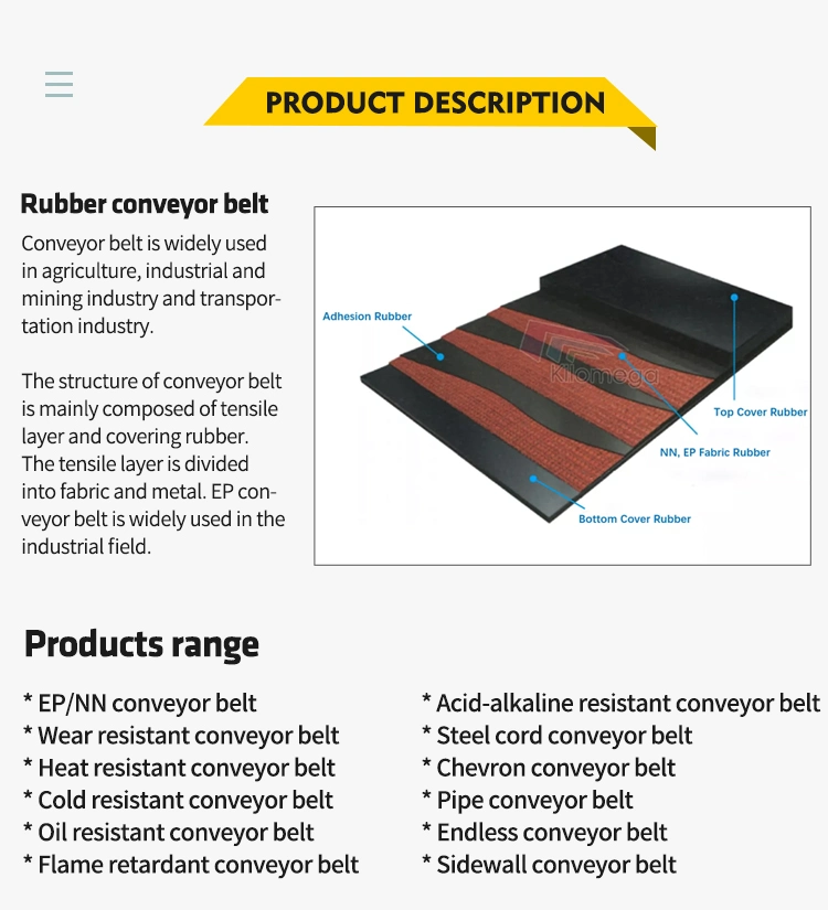 Rubber Conveyor Belt for Coal Industrial Conveyor Belt Ep Rubber Conveyor Belt