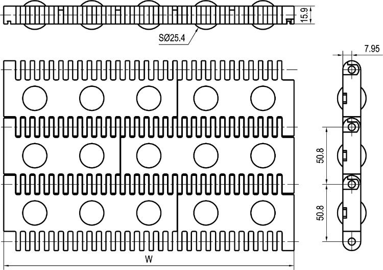 Haasbelts Chains Roller Top 400 Modular Conveyor Belt for Battery Industry (HB400RT)