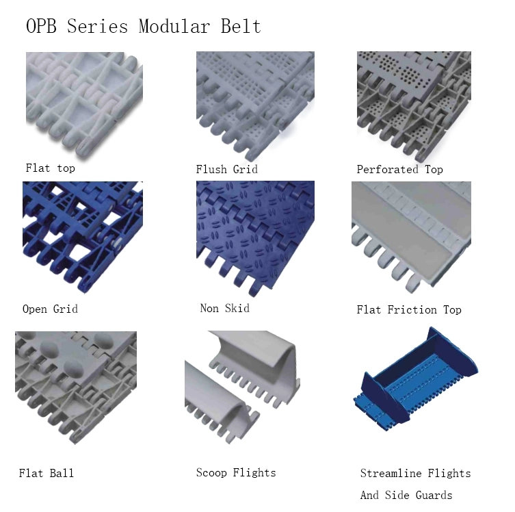 Opb Open Grid Straight Modular Plastic Conveyor Chain Belt for Fruit and Vegetable Cutting Machine