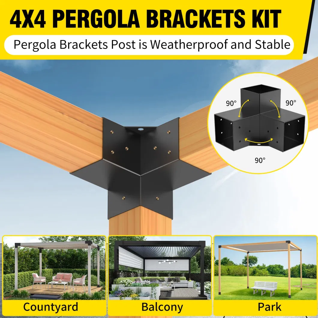 Powder Coating Pergola Top Rafter Bracket for 2X4 Wood Posts