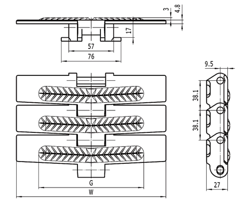 Haasbelts Conveyor Hfp882tab Side Flexing Heavy Duty Supergrip Tabletop Chain