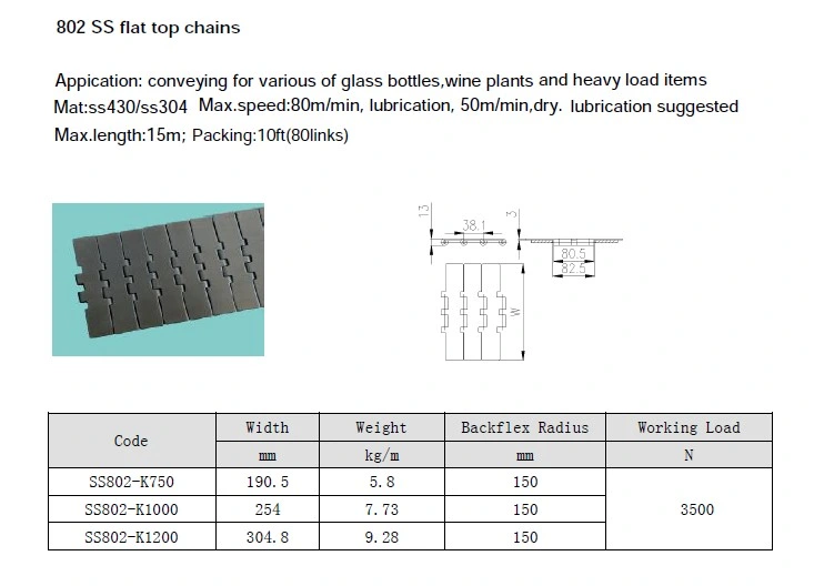 Ss802-K1000 Double Hinge Straight Running Conveyor Chains