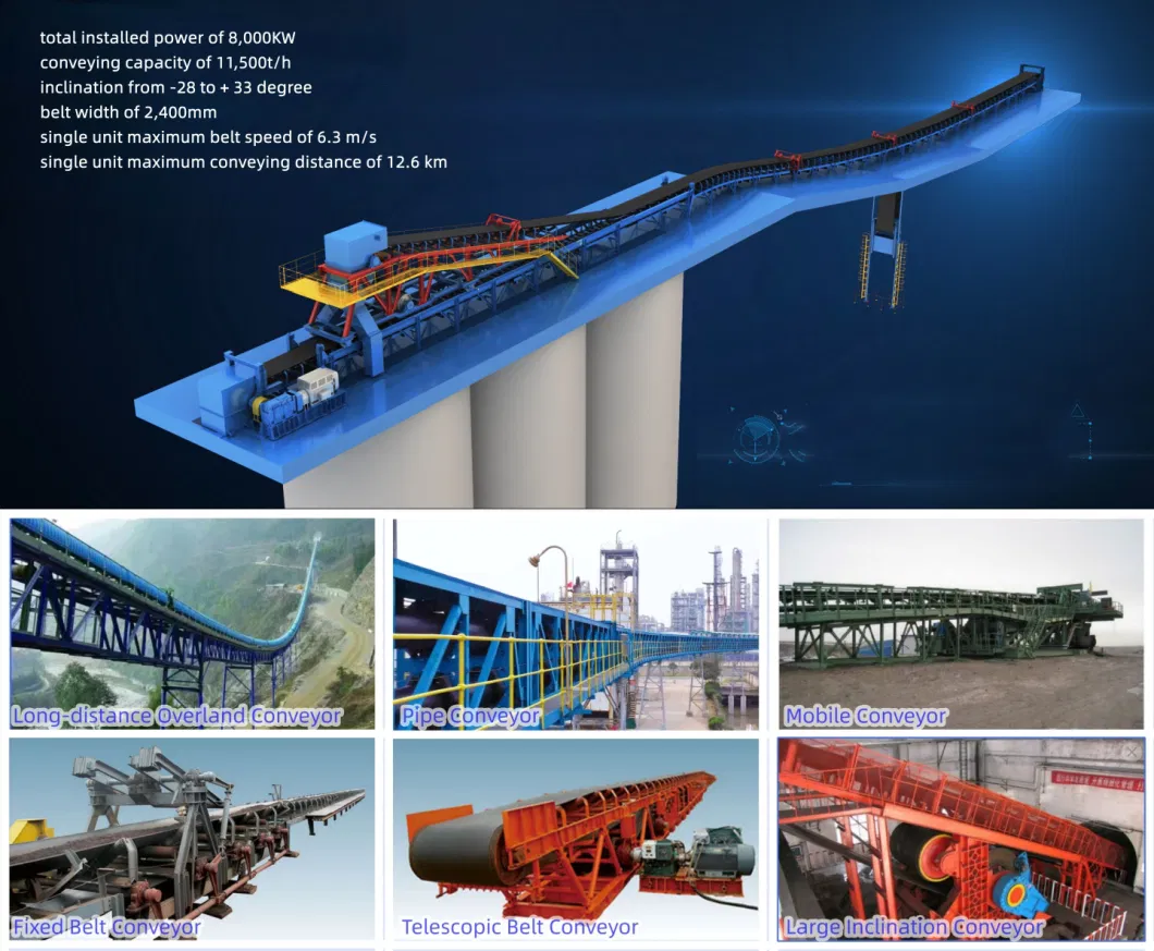 Industrial Mining Machine Equipment Long-Distance Overland Turning Conveying Pipe Belt Conveyor for Coal Steel Cement Port Power Conveyer System