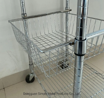 Chef Series Work Station Wire Basket Kitchen Trolley with Cutting Board Surface