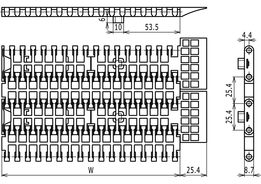 Freeflow Transfers Flush Grid 1000 Plastic Conveyor Belt