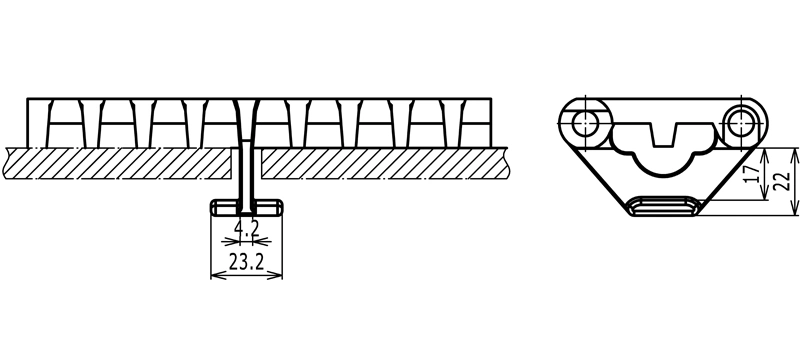 Haasbelts Chains Hold Down Tabs for 800 Series Modular Conveyor Belts