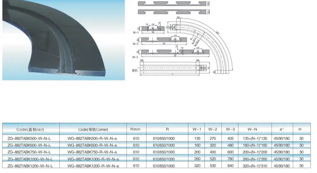 PA6 Tracks for Vertical Chains Straight Chain Rails