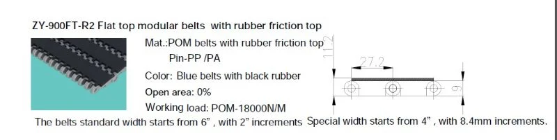 900 Series Rubber Friction Top Modular Belts for Cartoon Box