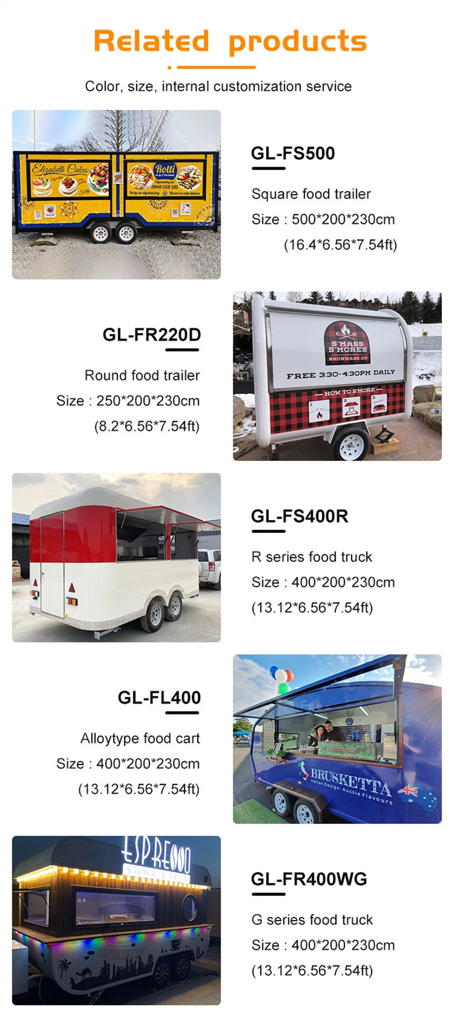 Hot Sales Appropriate Price Aluminum Surface Airstream Food Cart