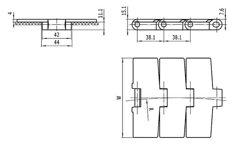 Magnetic Plastic Conveyor Tabletop Side Flexing Chain