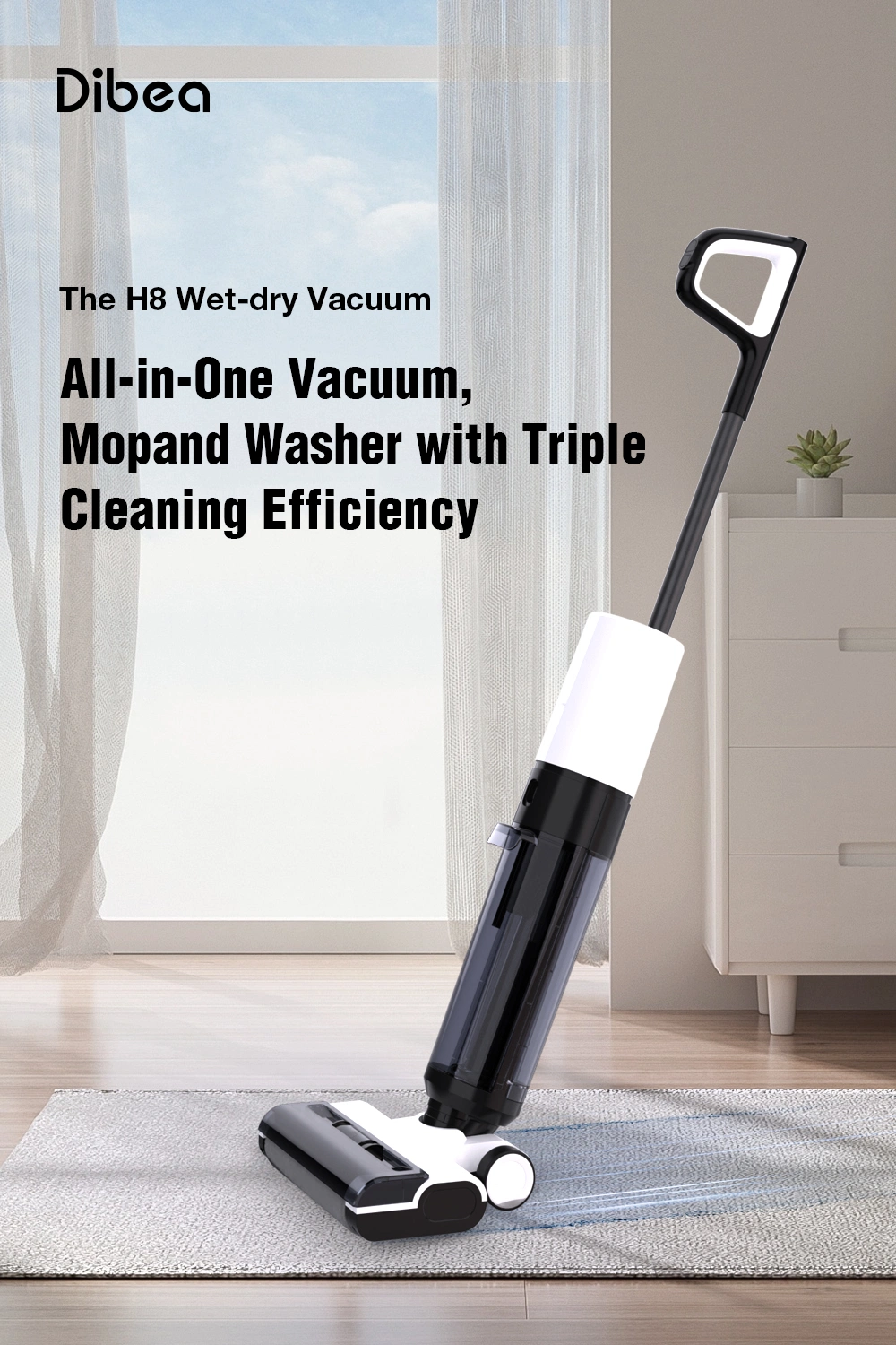Dibea Hc26 Wet Dry Vacuum Cordless Floor Cleaner and Mop One-Step Cleaning for Hard Floors