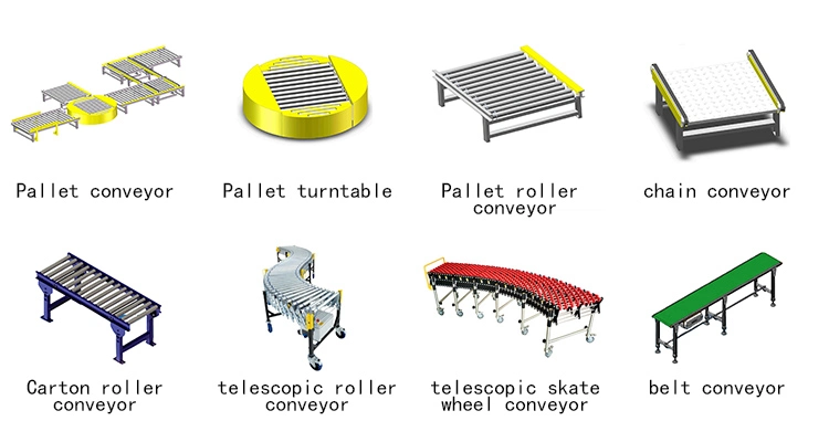Automatic Transfer Turntable Power Motorized Belt Slat Chain Roller Pallet Conveyer