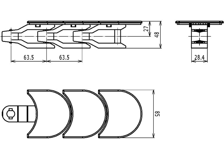 Haasbelts Conveyor W1080 Sideflex Top Plate Sushi Food Plastic Chain