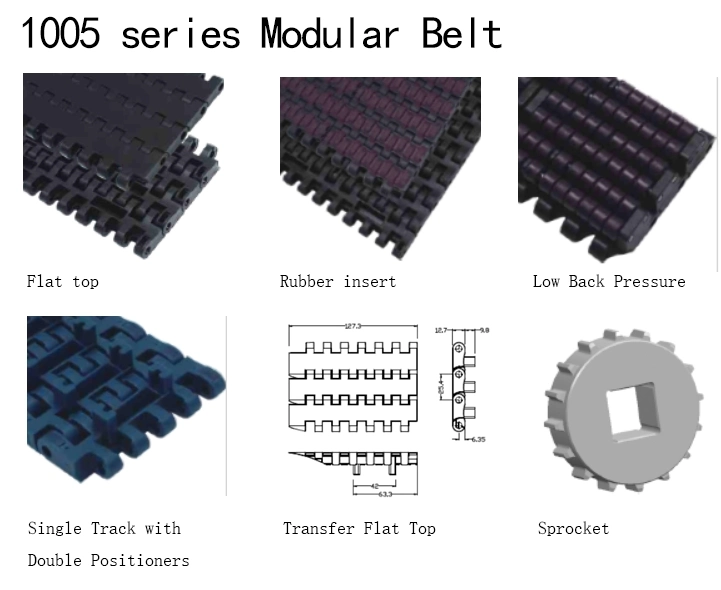 Good Quality 1005 Flat Top with Positrack Modular Belt for Heavy Duty Glass Handling Applications