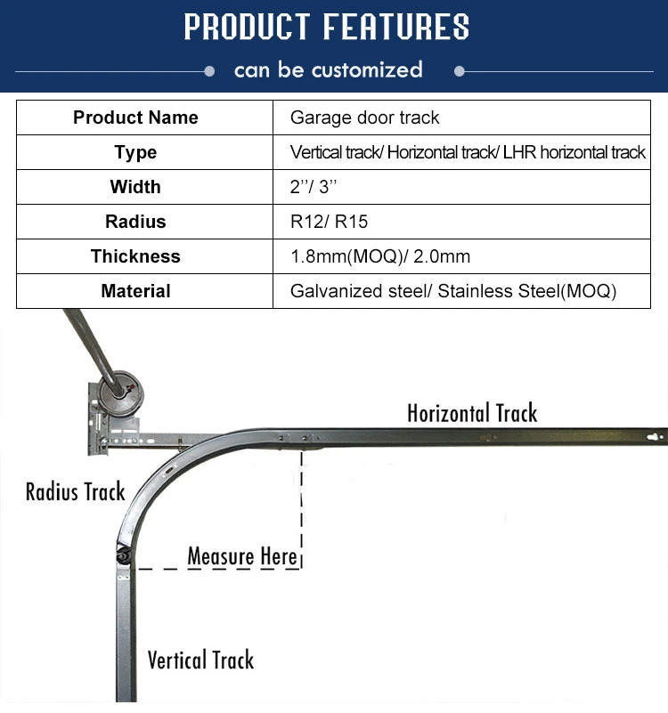 Garage Door Corner Track ABS Bending Garage Door Chain Drive Steel Horizontal Curved Track Storage