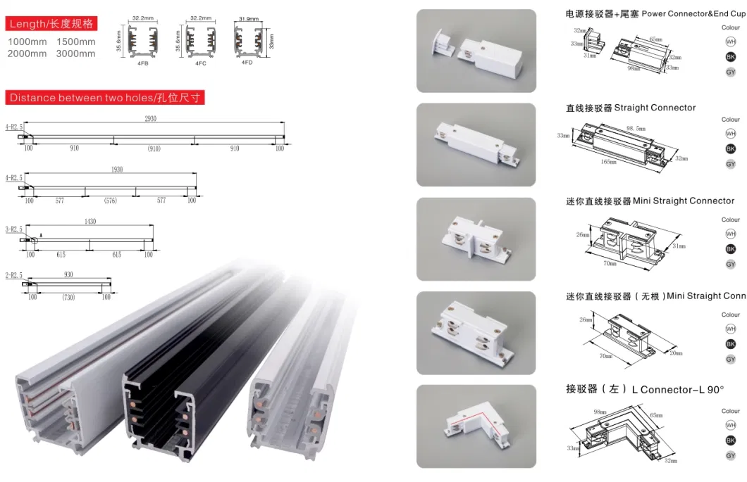 Manufacturer Aluminum Corner White Black Track Lighting Track Accessories System Wholesale LED Rail Spot Track Light