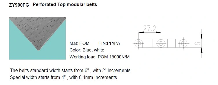 Plastic Flush Grid Modular Belts Series 900 Flush Grid