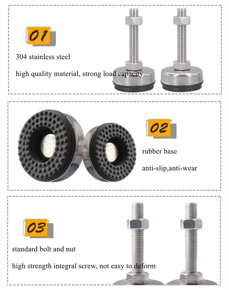 Factory Good Quality Furniture Stainless Leg Pads Machine Adjustable Rubber Mount Leveling Feet