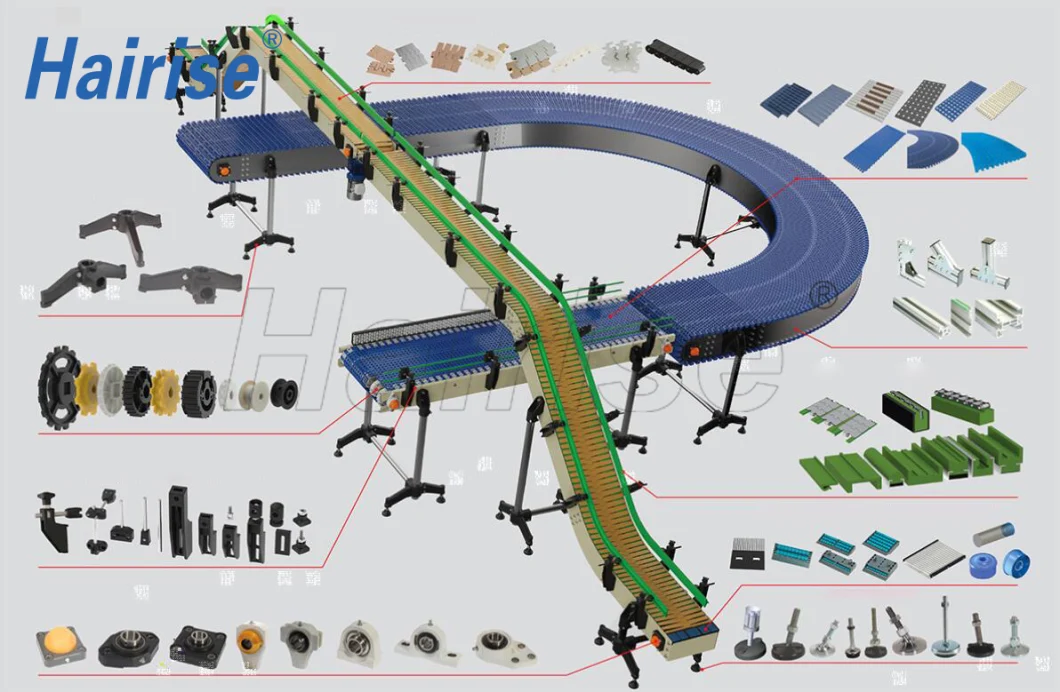 PP Material Flush Grid Conveyor Slat Modular Belt with Flight for Fruits Transmission