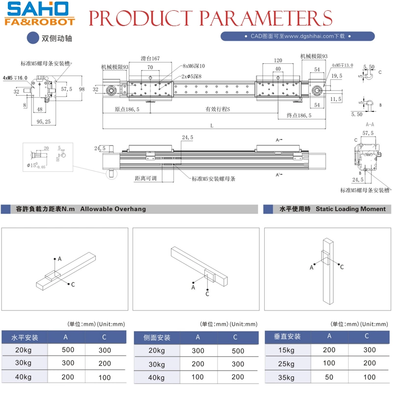 High Quality Bearing Spare Parts Sychronous Belt Driven Motor Small Tr64 Linear Module Guides