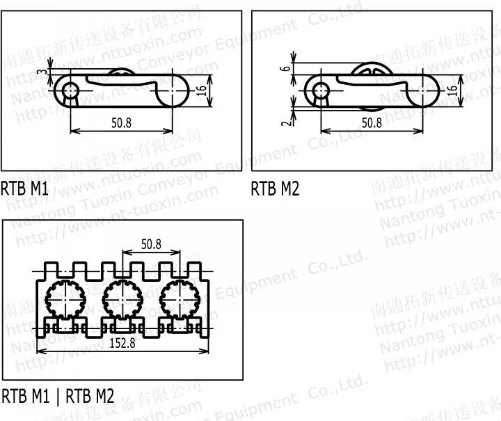 Rtb Roller Top Plastic Modular Belt for Tyre Industries