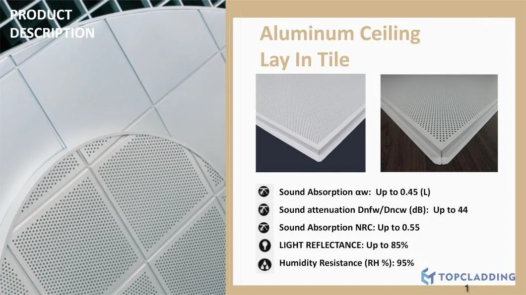 Acoustic Flat False Perforated Metal Steel Drop Lay in Aluminum Metal Ceiling