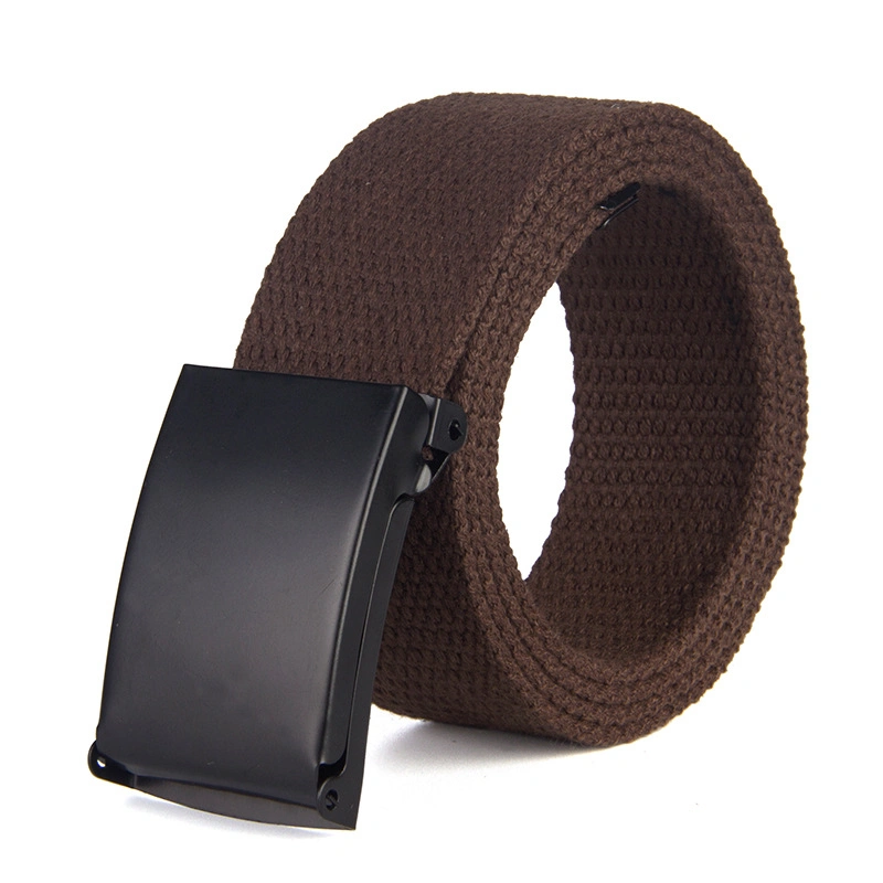 Webbing Canvas Outdoor Web Belt Premium Mens Canvas Belt with Flip-Top Solid Black Buckle