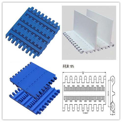 Packing Line Factory Plastic Flat Top Straight Food Grade Sidewall Flight 800 Series Conveyor Modular Belt