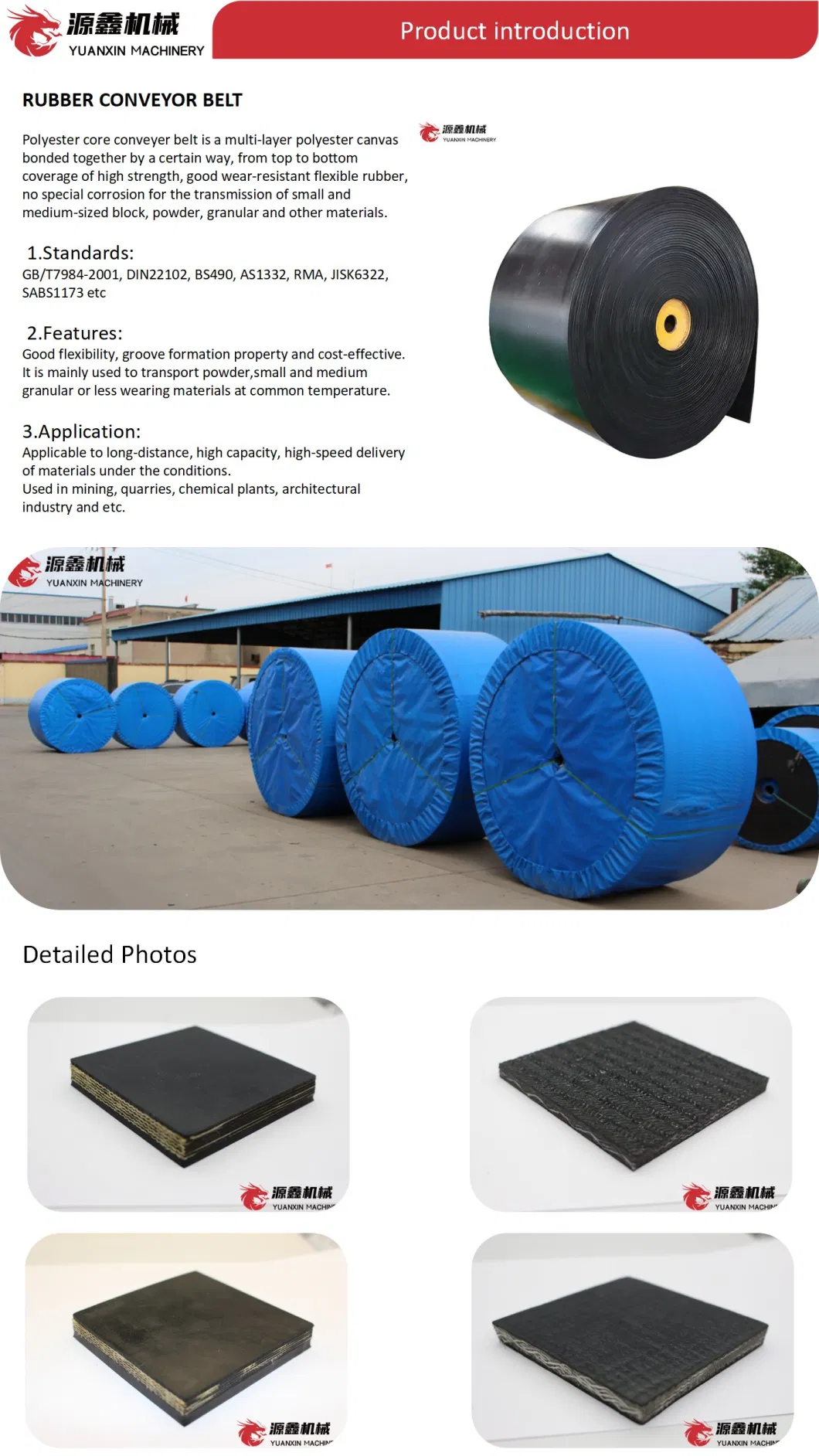 Quality Assurance/High Strength Wear-Resistant/Heat-Resistant/Rubber Conveyor Belt
