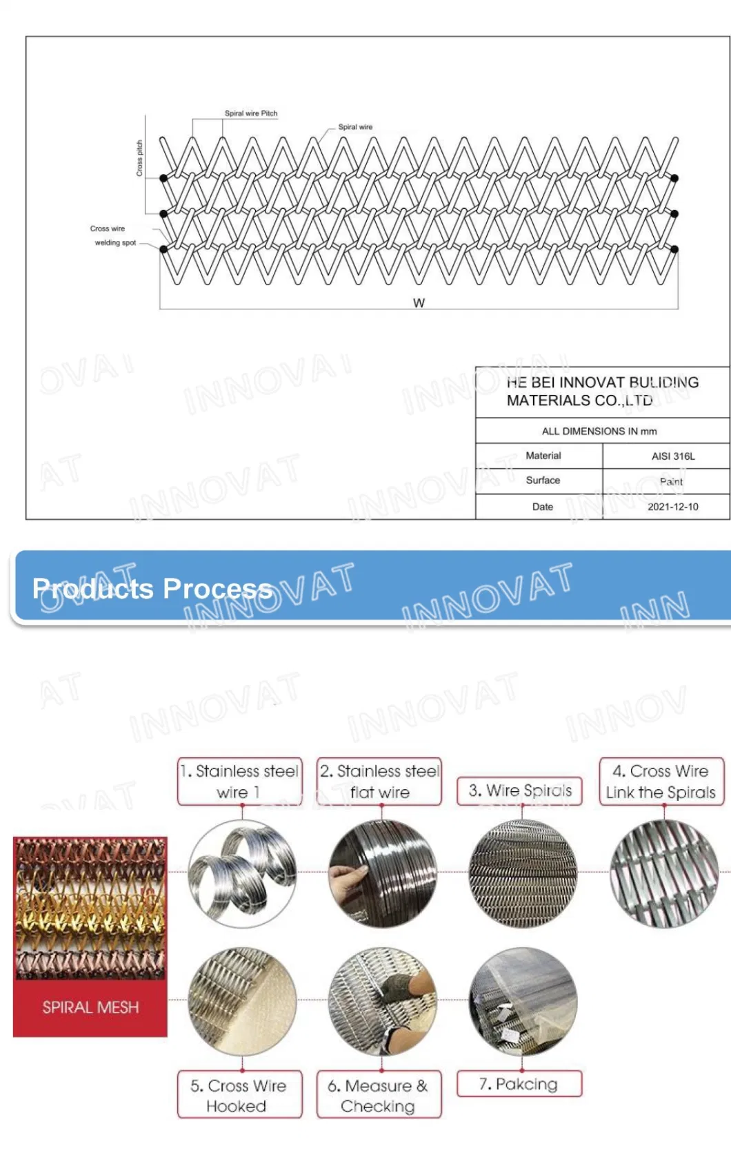 Architectural Decorative Spiral Wires Conveyor Belt Mesh